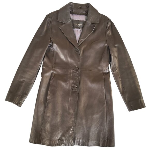 Sally & John Jackets & Blazers - Sally & John New York Womens Leather Trench Coat Jacket Size L Super Soft